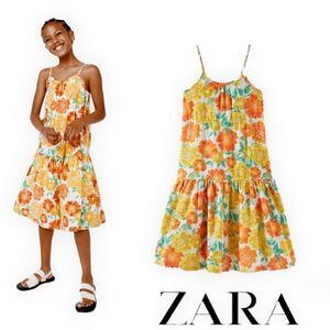 ZARA Kids | Multicolored | RUFFLED LINEN BLEND DRESS